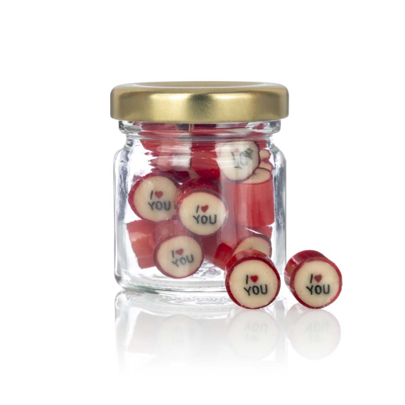 Bonbons mit Schriftzug I Love You